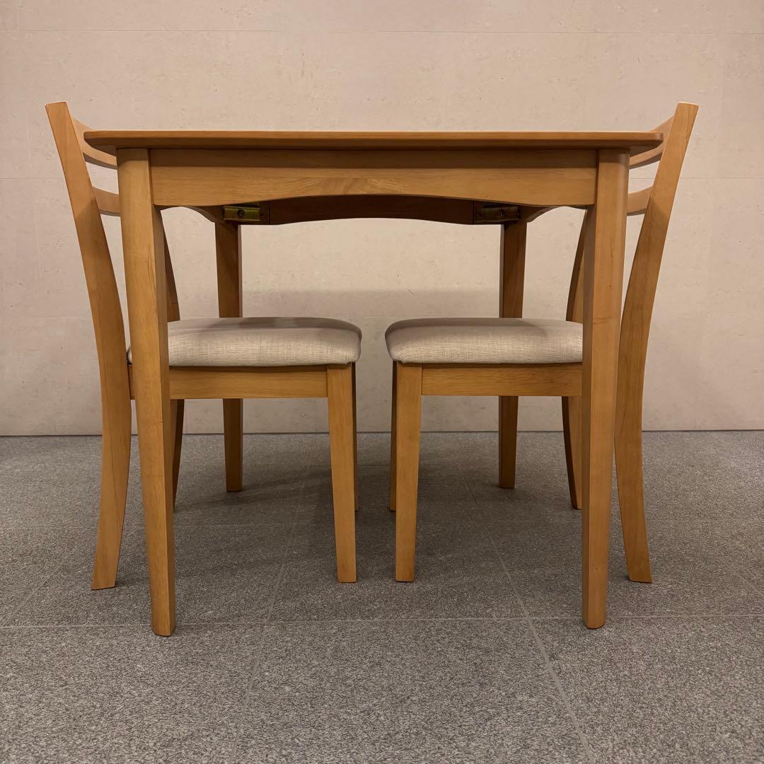 木製ダイニング3点セット 2人用 幅75cm ナチュラル