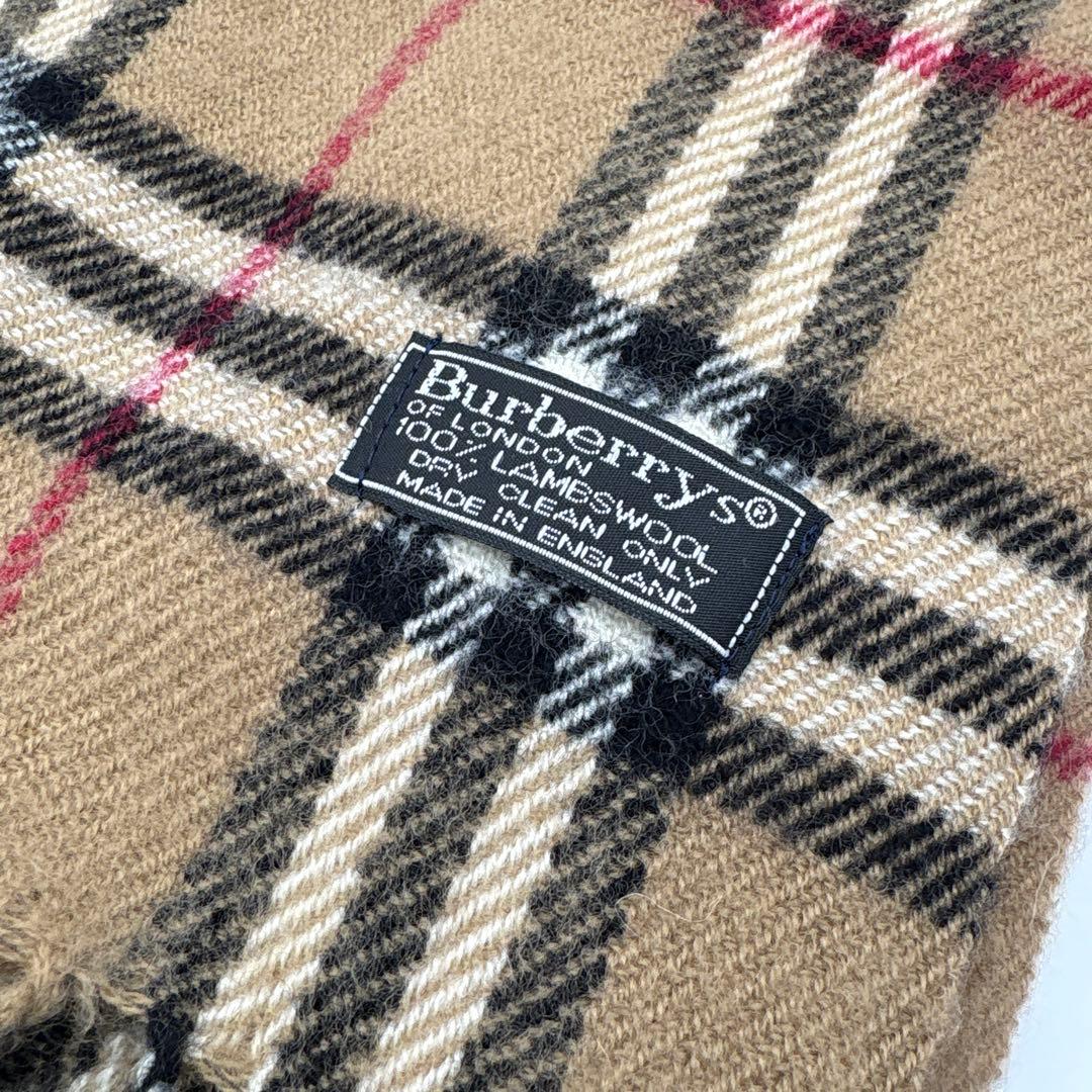 美品バーバリーウールマフラー