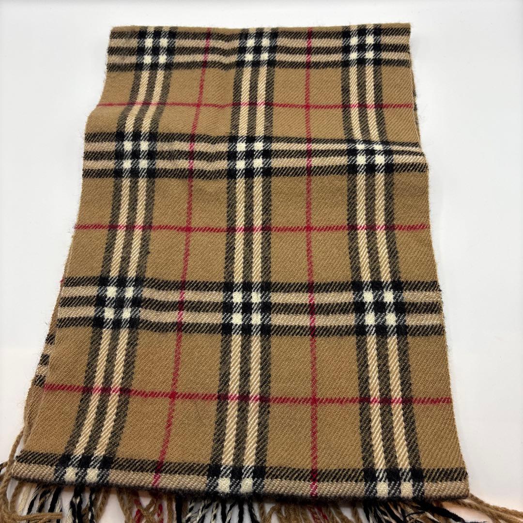 美品バーバリーウールマフラー