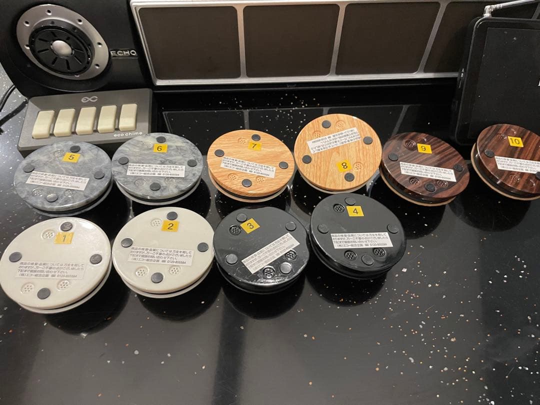 エコチャイム　呼び出し機10台、ワイヤレス番号消し機