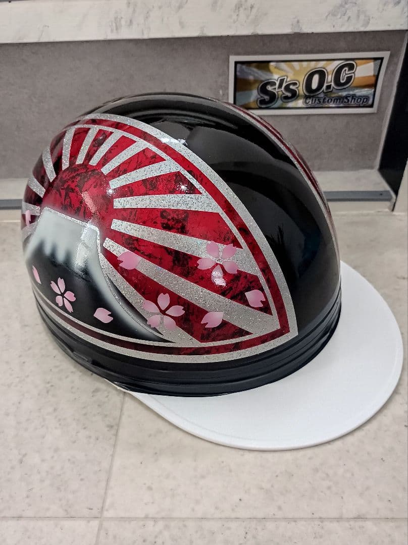 カスタムコルク半　黒✘Candyレッドラップ富士日章　七色ラメ　文字変更無料