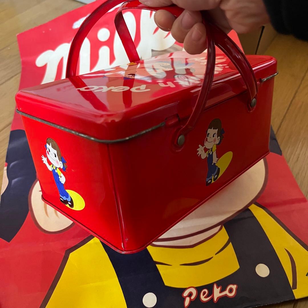 ペコちゃん　レトロ　ブリキ　空缶　紙袋　ポーチ
