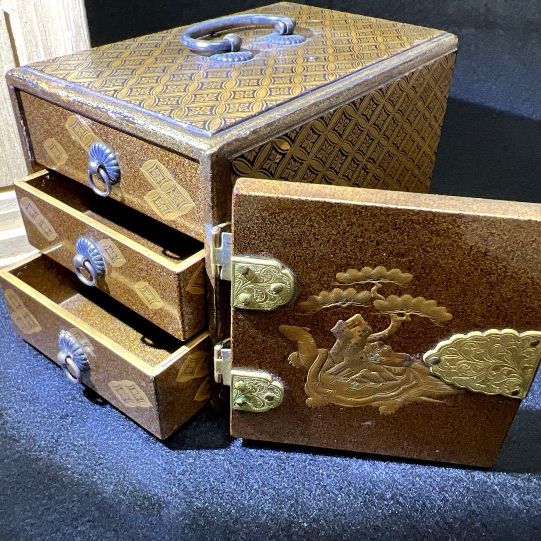 極上蒔絵小箪笥　木箱付　最大長さ約12㎝　東Y8-0105☆2Fチヒエ