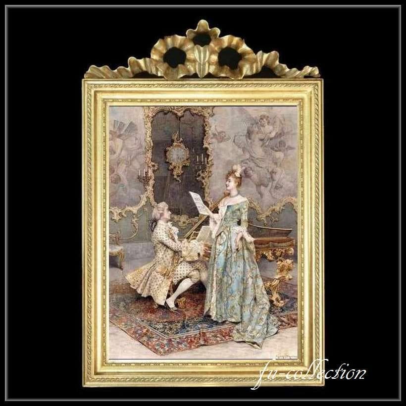 ロココ調　貴族の額絵　レッスン　アンティークゴールド　アクリルセット