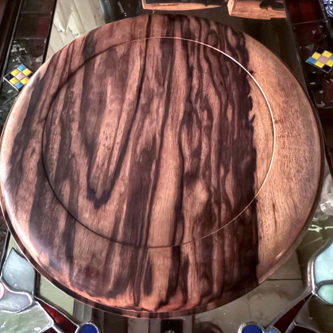 感謝お嫁入り‼️KUROGAKI孔雀杢なめらか白❌黒黒柿孔雀杢大盆