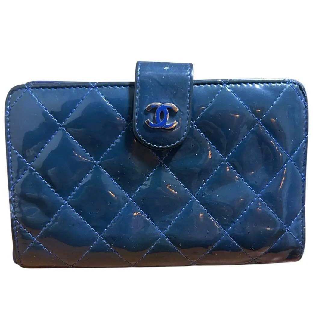 H*i様 CHANEL グリーン ラムスキン マトラッセ 二つ折り財布 コンパク