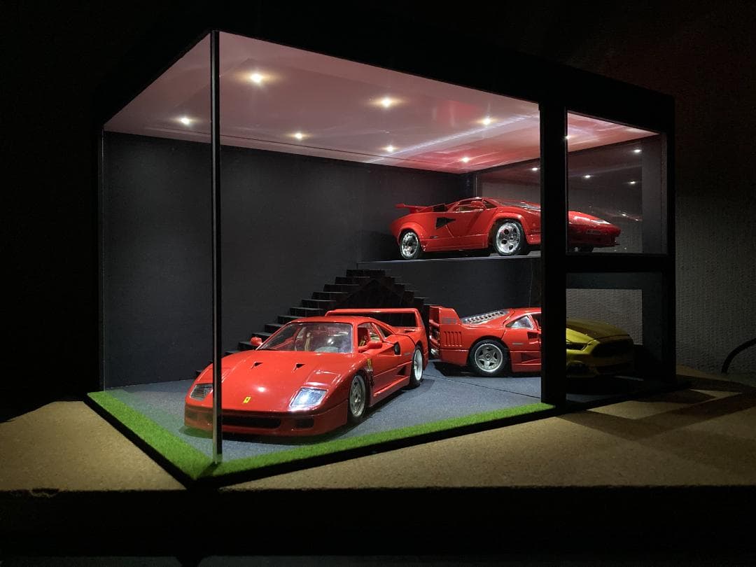 ミニカー用ジオラマ：1/18 ショールーム＆ガレージⅣ（吹き抜け2階タイプ）