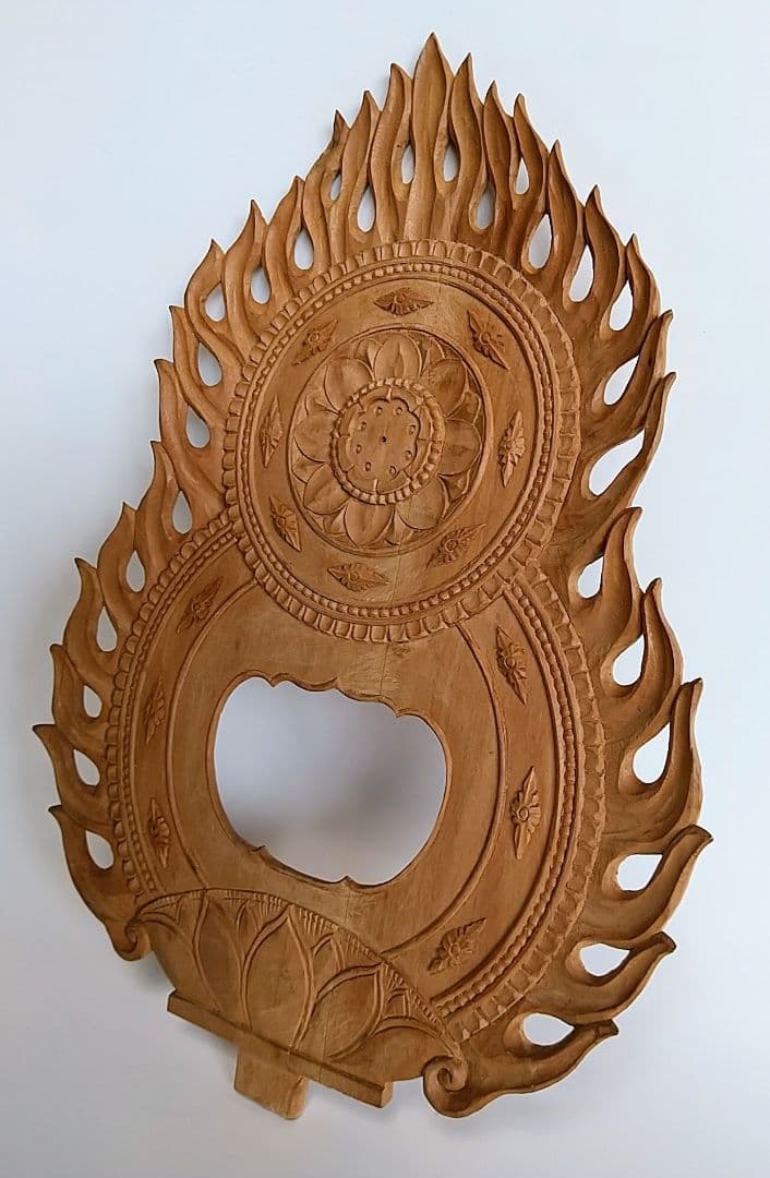光背(3.5寸坐像用)#430 透し彫 火焔 ◆白檀 木彫 仏像付属品