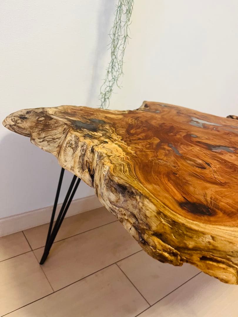 けやき　輪切りテーブル　一枚板　ローテーブル サイドテーブル　レジンテーブル