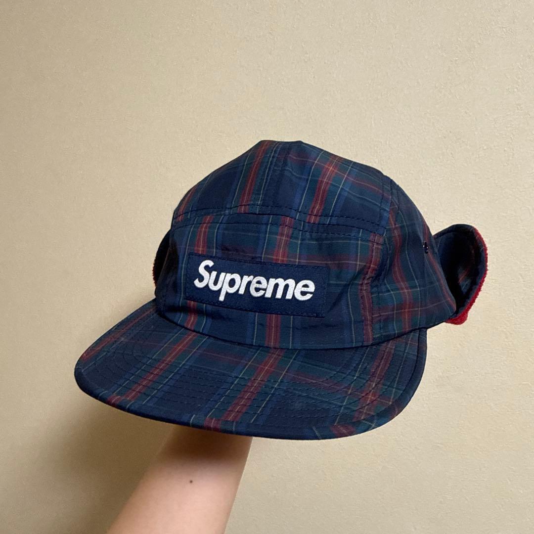 no.3 Supreme チェック柄 耳当て付きキャップ