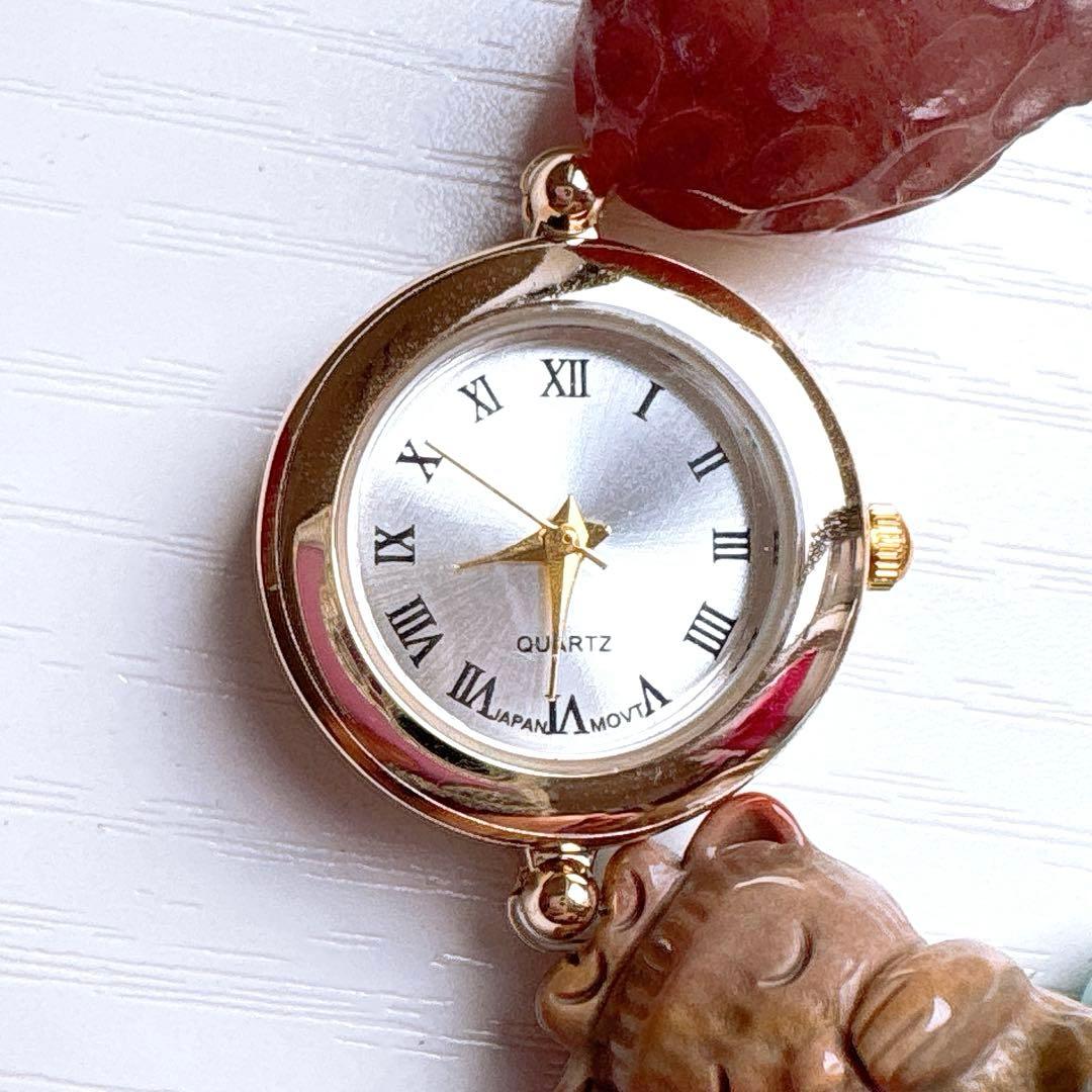 みーちゃん様♥️ラリマー＆アラシャン くま・ストロベリー大粒いちご天然石ブレス時計