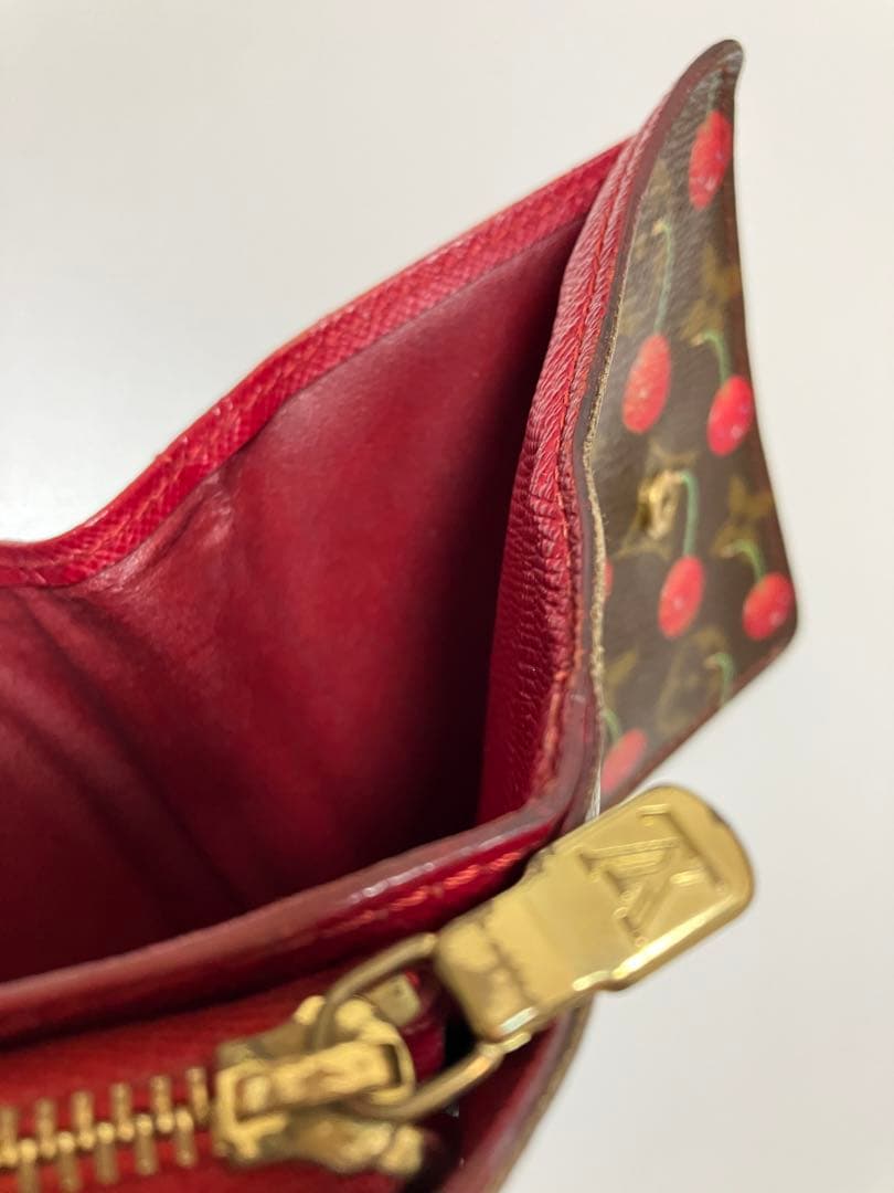 ルイヴィトン モノグラム コンパクトジップ 村上隆 チェリー 折り財布