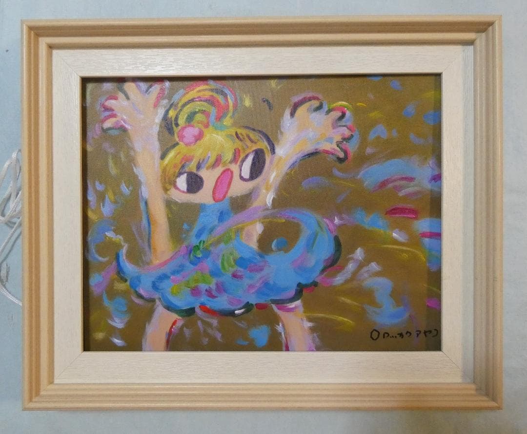 【限定値下げ】人物画　油絵　ロッカクアヤコ　F6号　女の子　額付き　手描き肉筆