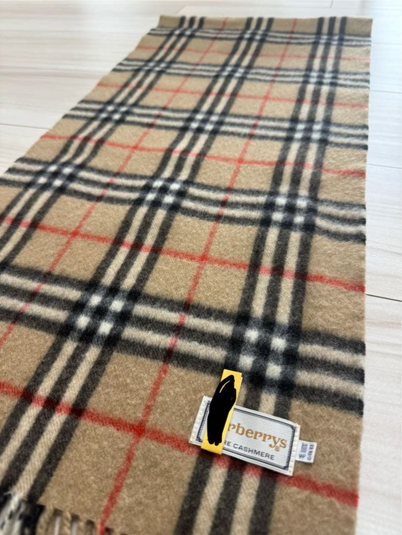 バーバリー カシミヤ チェックマフラー ベージュ