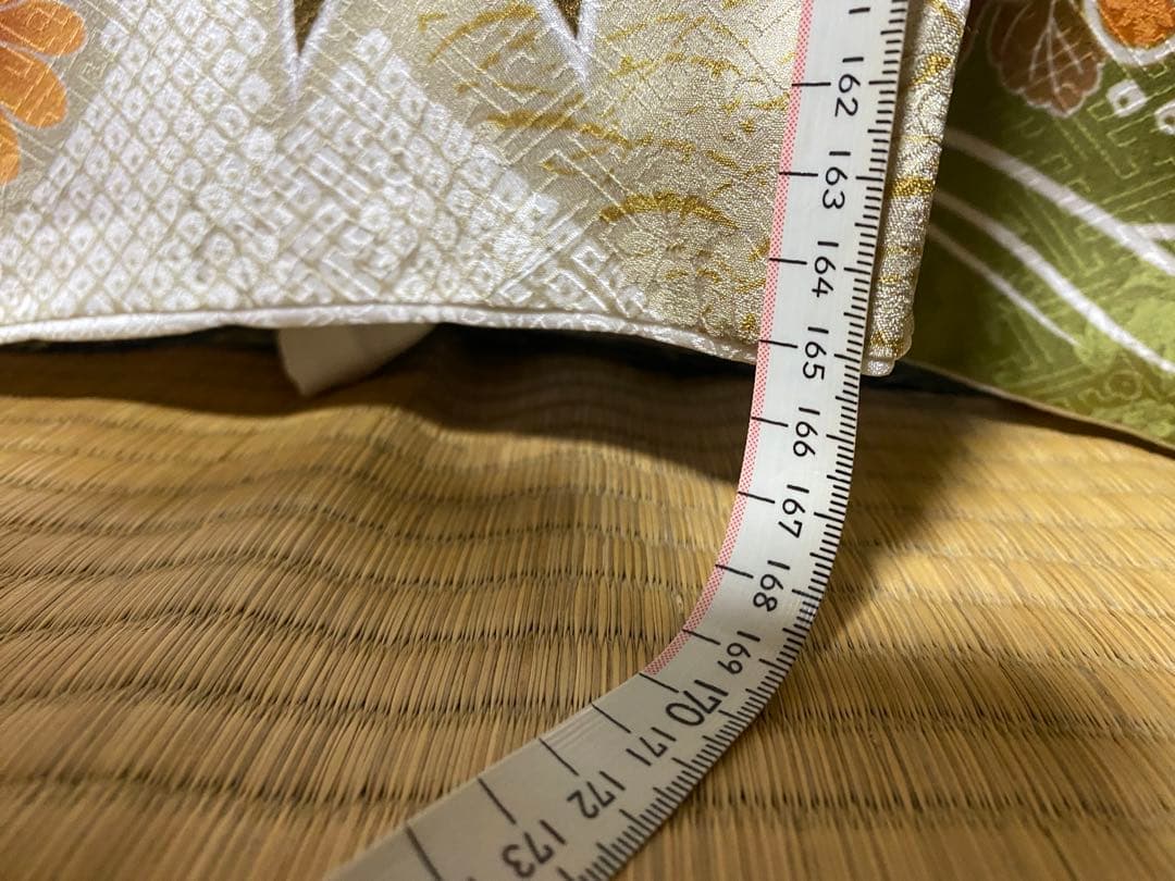 メルカリ市中だけお値下げ　県民共済正絹振袖フルセットグリーン金赤黒　ぽっちゃり