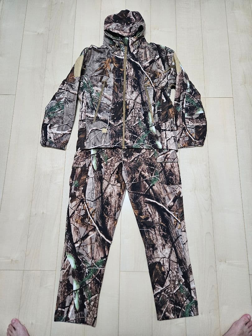 リアルツリー柄 迷彩服 セットアップ 上下セット 冬用ジャンパー サバイバル