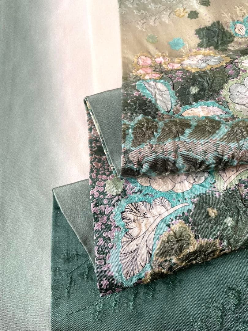 デイブ様リクエスト辻が花付下げ訪問着 正絹着物トールサイズ裄丈67帯セット