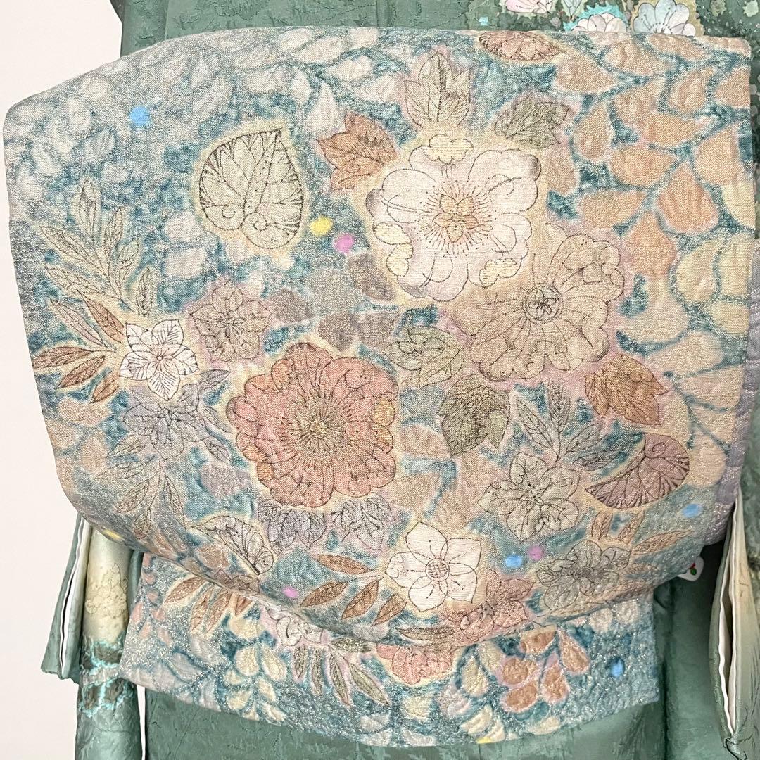 デイブ様リクエスト辻が花付下げ訪問着 正絹着物トールサイズ裄丈67帯セット