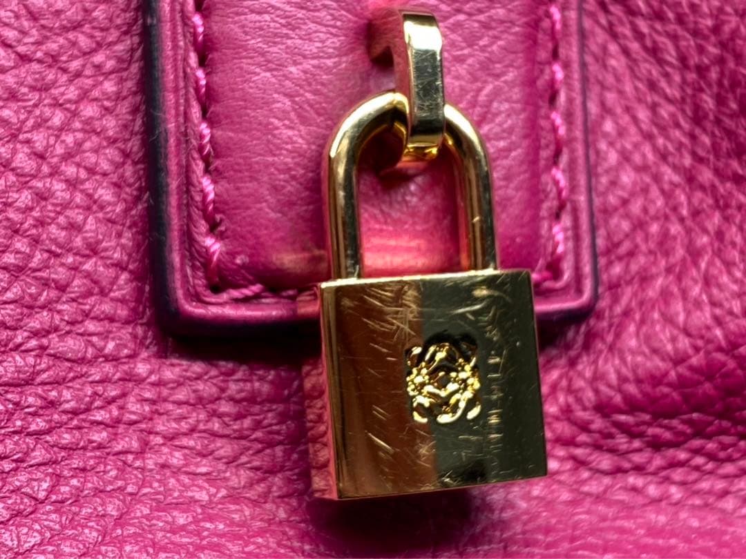 LOEWE ロエベ ハンドバッグ アメ レザー ピンクパープル