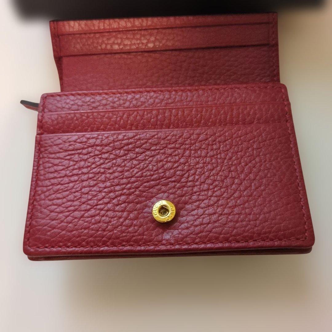 美品✨️ グッチ マーモント 二つ折り財布 GGロゴ金具 レザー 赤