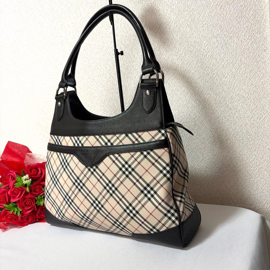美品♡ BURBERRY バーバリー ノバチェック×レザー ハンドバッグ