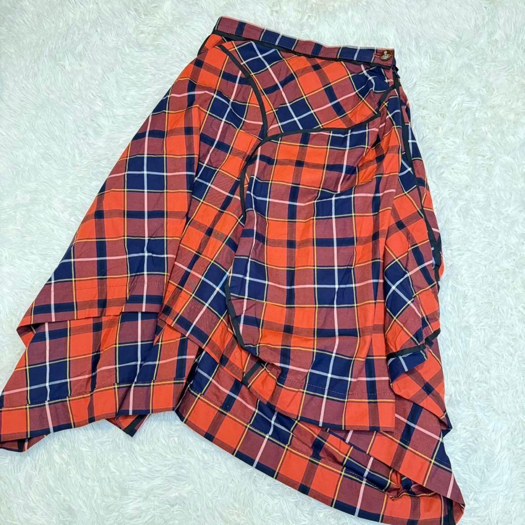 ヴィヴィアンウエストウッド 変形　ドレープ　チェックスカート オーブ　3サイズ