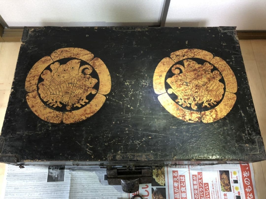 鳥取城、揚羽蝶家紋入りの箱、因幡物、因幡掟セット、因幡物、掟前アンティーク家具