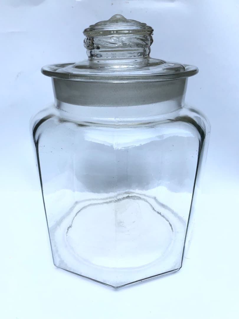 アンティーク　八角形ガラス保存容器　７０年以上前の物