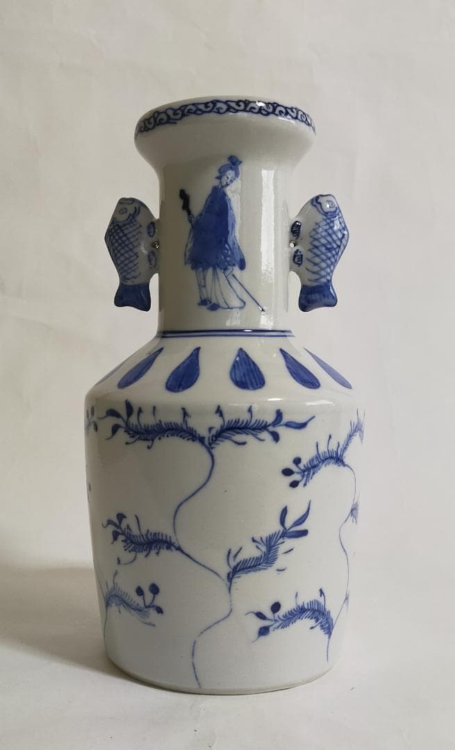 九谷焼双魚耳高砂華入陶源製