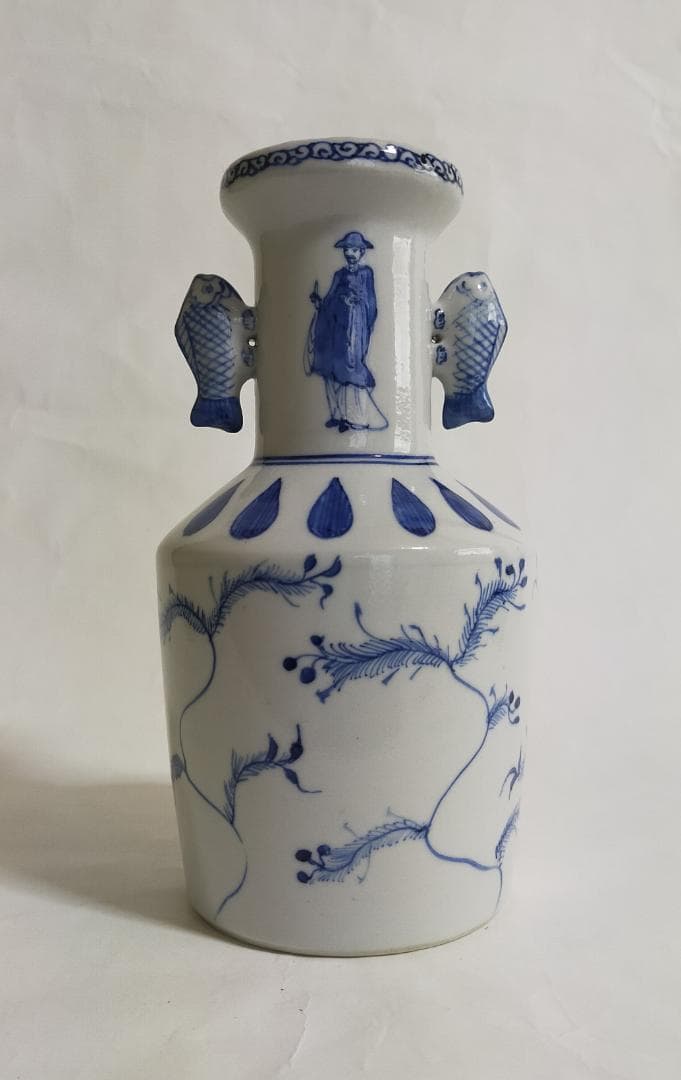 九谷焼双魚耳高砂華入陶源製