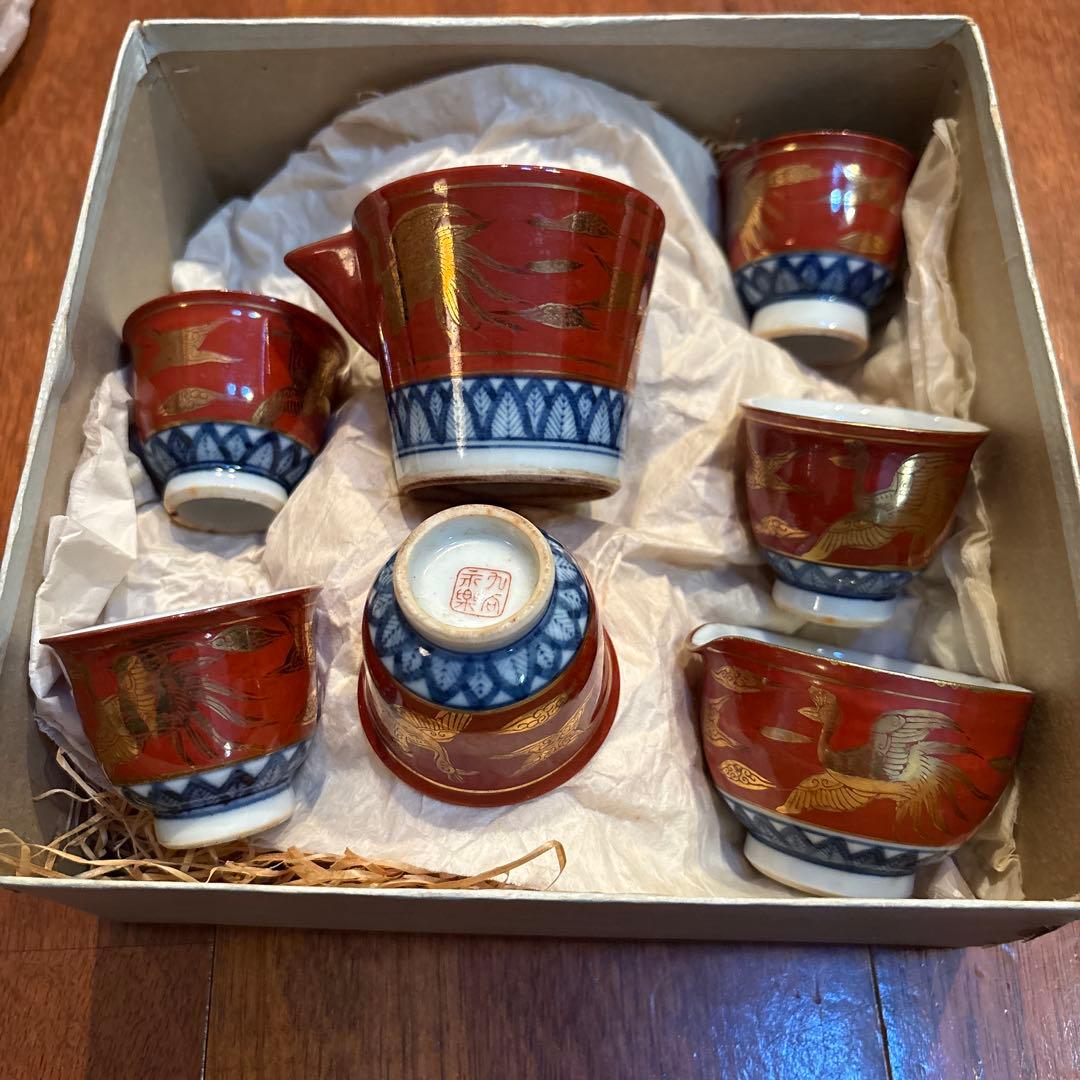 九谷焼　永楽　明治期　煎茶器揃　7点セット　アンティーク　古器