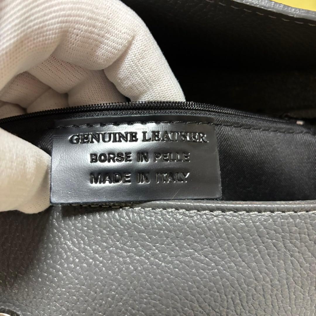 【新品未使用】　ボルサインペレ ビジネスバッグ　本革レザー シボ革 A4 グレー