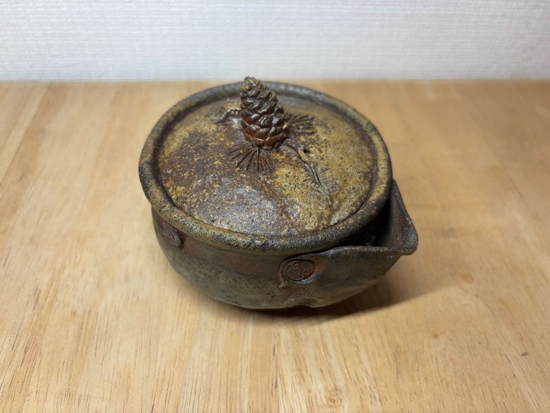 ㊾備前焼 宝瓶 登り窯 松 まつ マツ 手びねり 急須