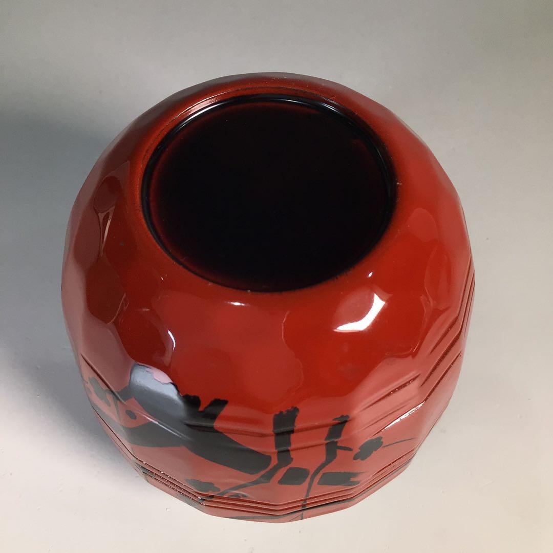 Ｍ６３７　棗　『加賀蒔絵師　早見征一作』『朱漆塗』『梅月蒔絵』　共箱　茶道具