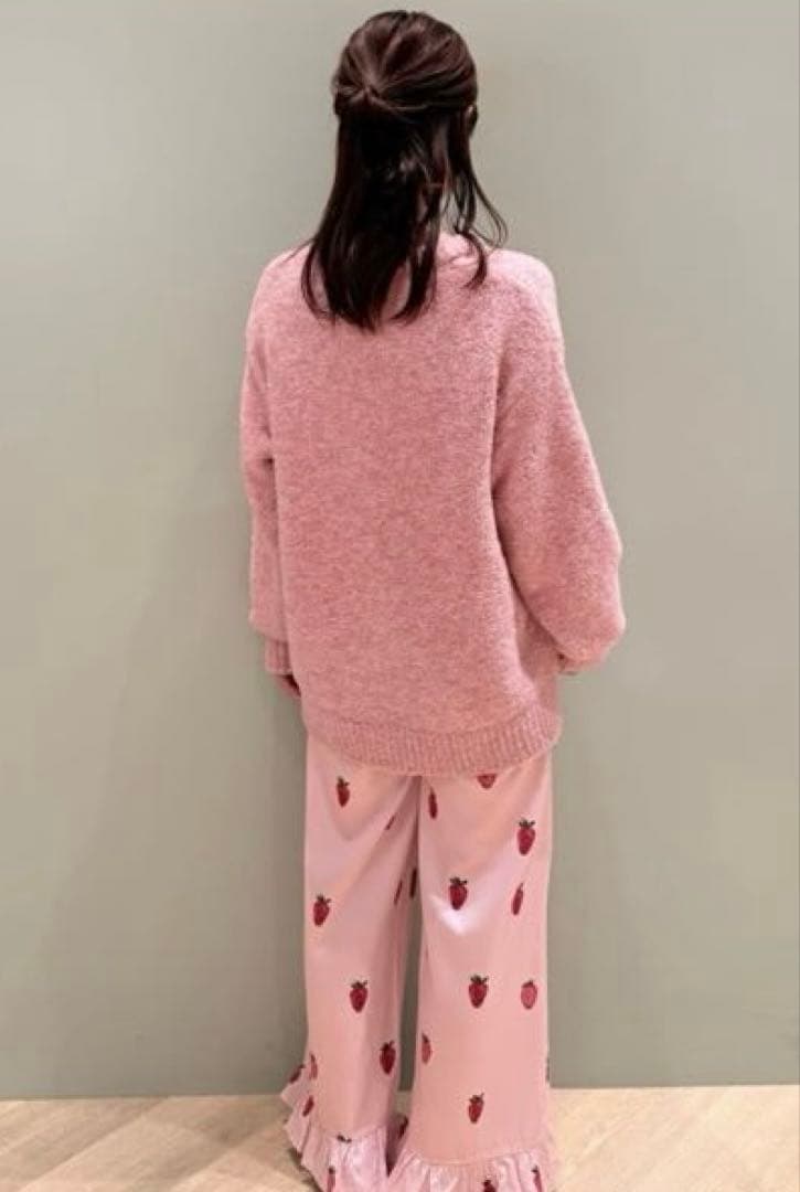 【新品】ジェラートピケ　ストロベリージャガードプルオーバー&ツイルロングパンツ