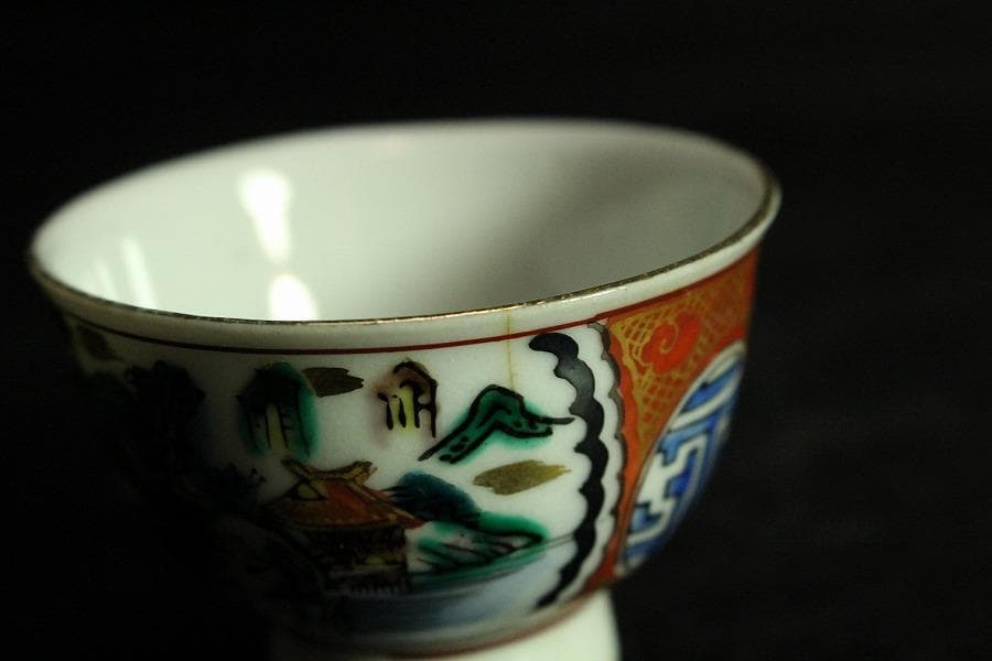 九谷 庄三造 煎茶碗 盃 七個 美品(K-XA913)