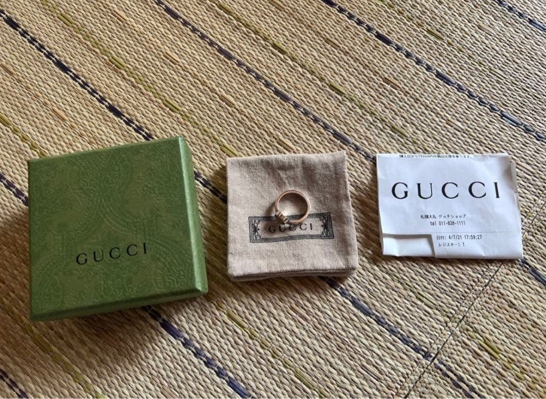 GUCCI トレードマーク　ハートペンダント付き　リング　15号