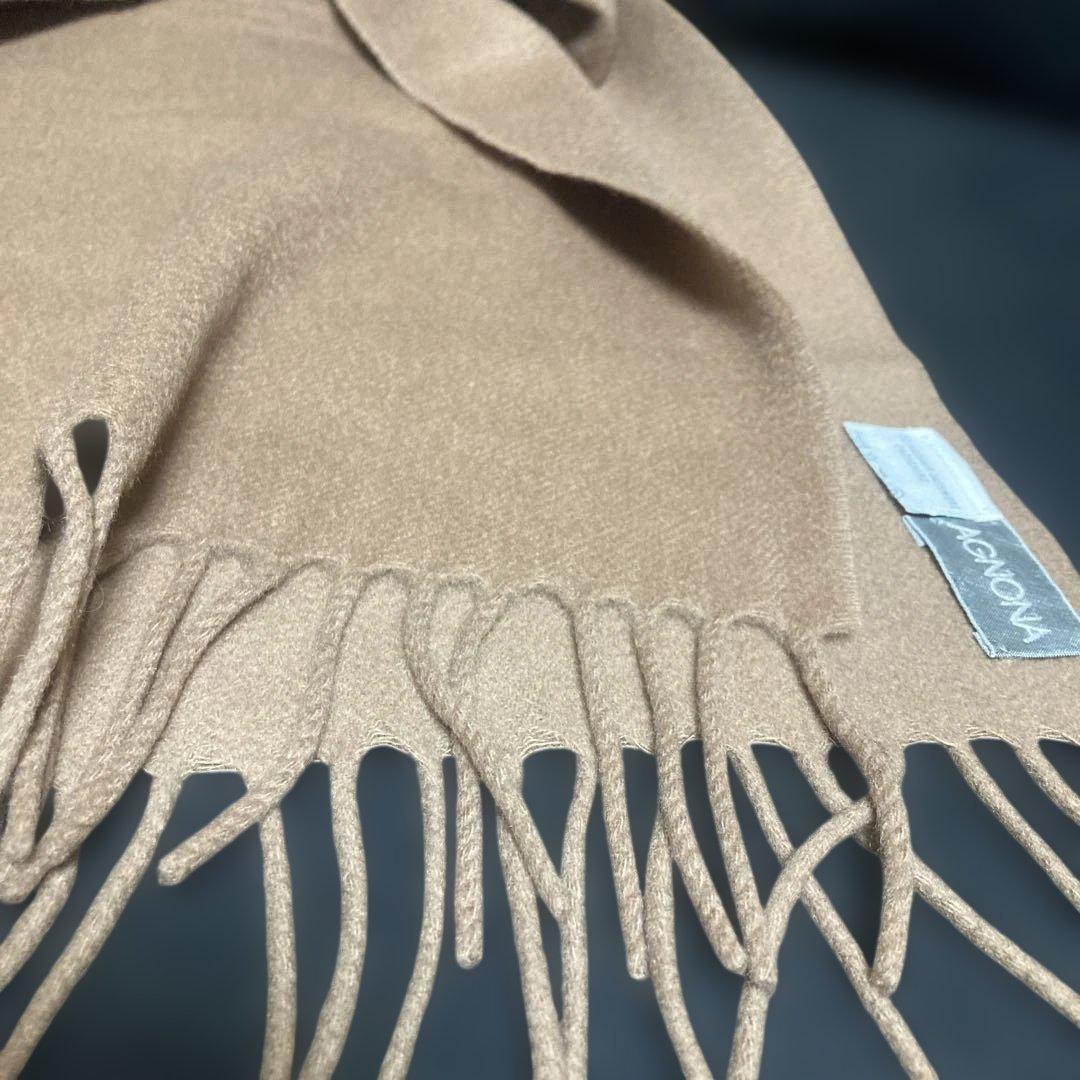 AGNONA ベージュ カシミヤ 100%マフラー フリンジ付き