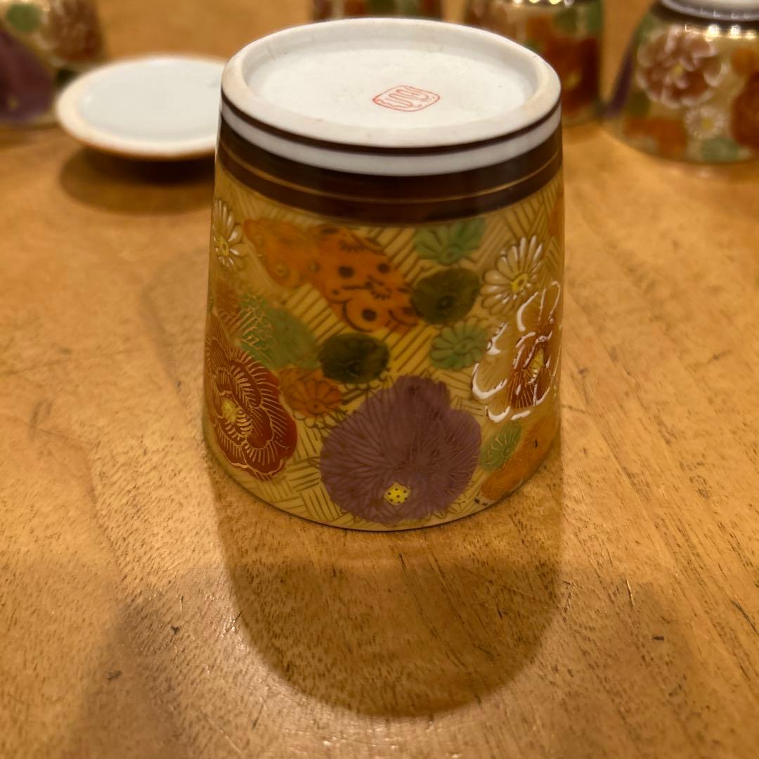 九谷焼　茶道具 小茶器（宝瓶）　手描き　豪華金花詰　急須　湯呑み揃え