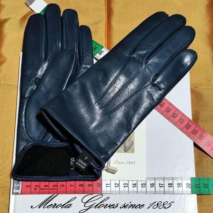 値下げ メローラ ナッパコバルトブルー カシミア黒 グローブ革手袋 MEROLA