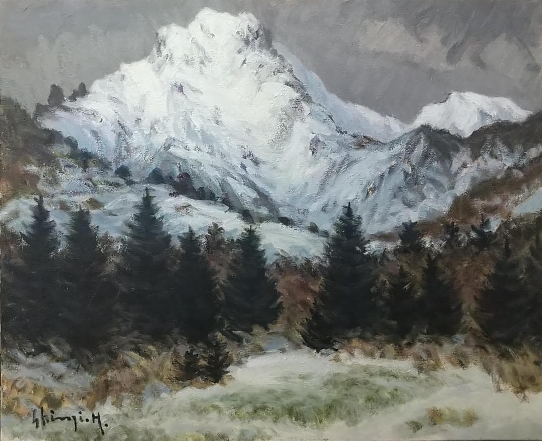 油彩画 「赤岳」F15 1989 絵画 油絵