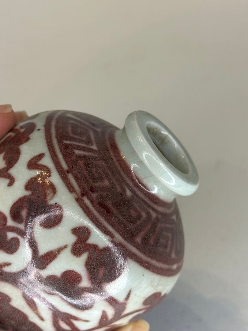 中国 明朝 釉裏紅 小壺 小瓶 花器 古磁器 骨董品