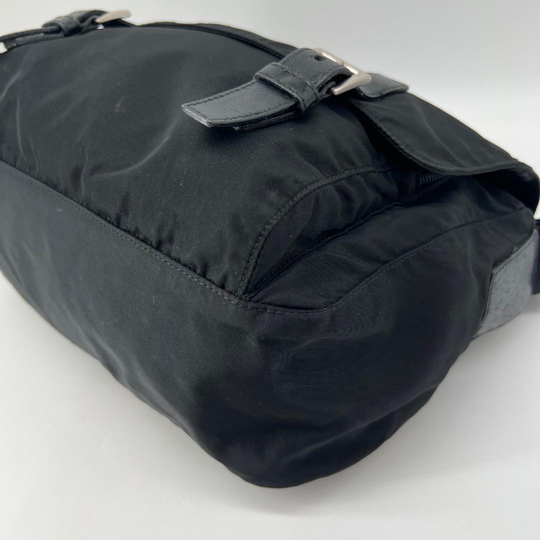 12460✨プラダ ショルダーバッグ ナイロン ダブルベルト 三角ロゴ 黒