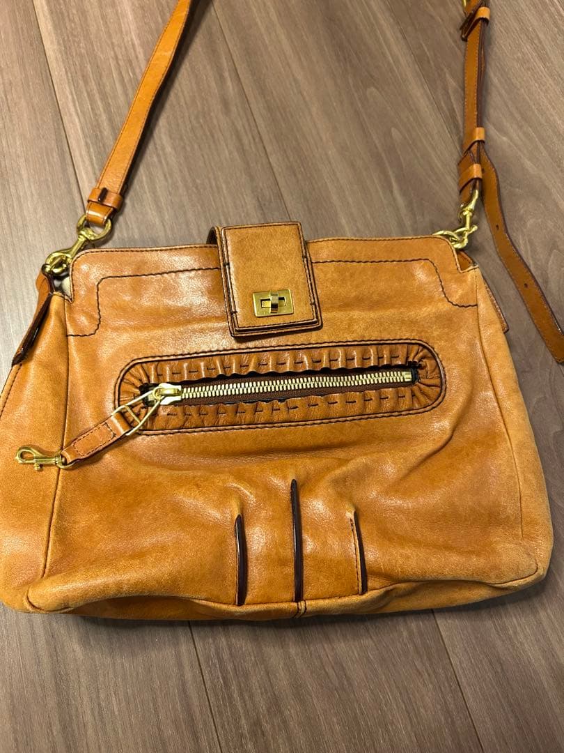Chloe キャメル　ヴィンテージ　レザーショルダーバッグ