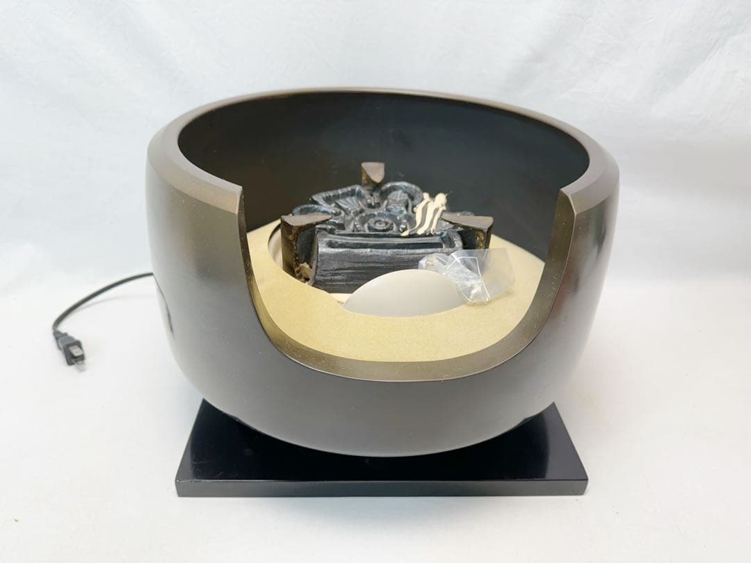 ほぼ未使用 茶道具 唐銅製 野々田面取風炉 古銅色 電熱器 敷板 2点セット元箱