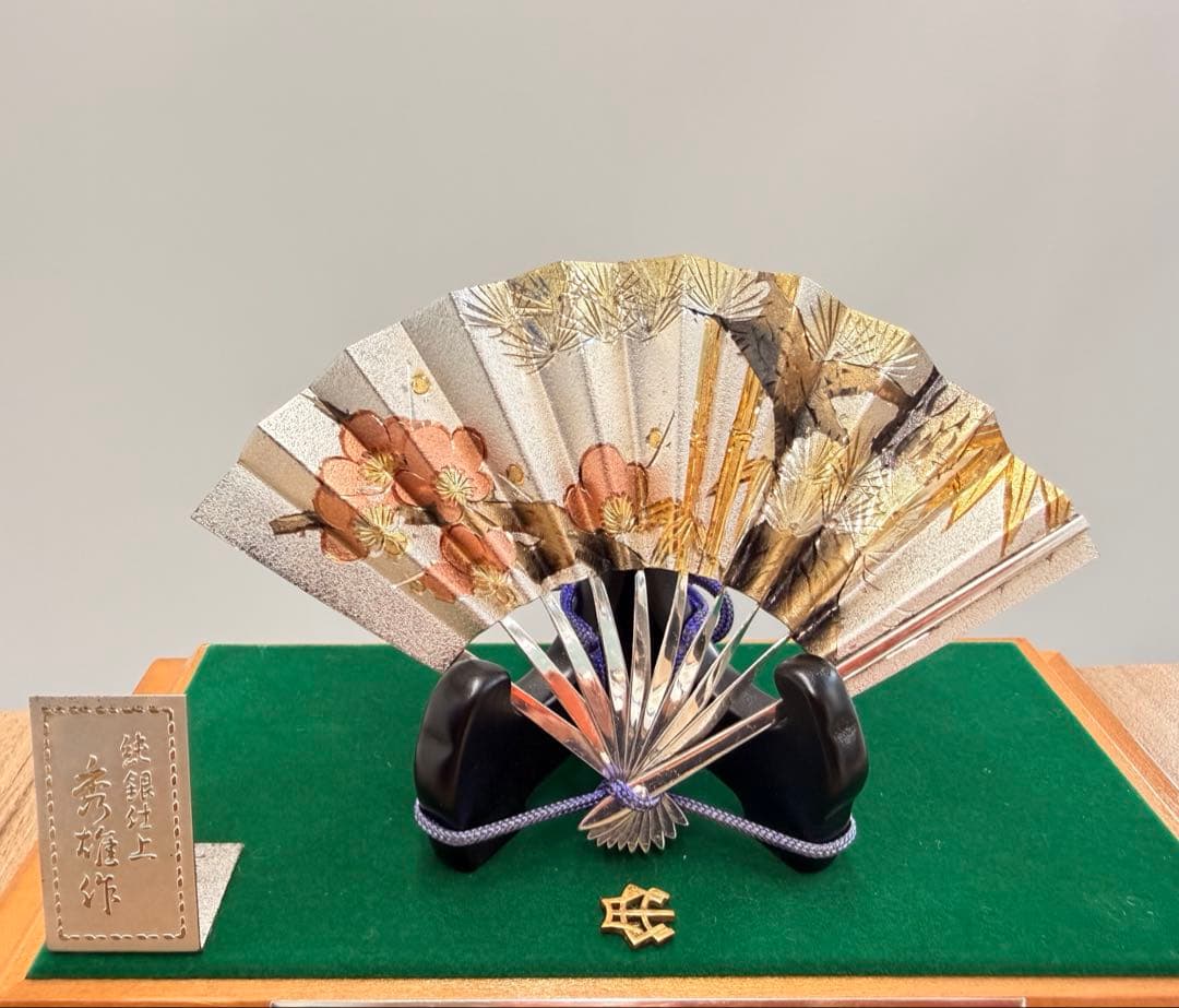 美品！ 秀雄作 松竹梅 純銀 置物 金属工芸品