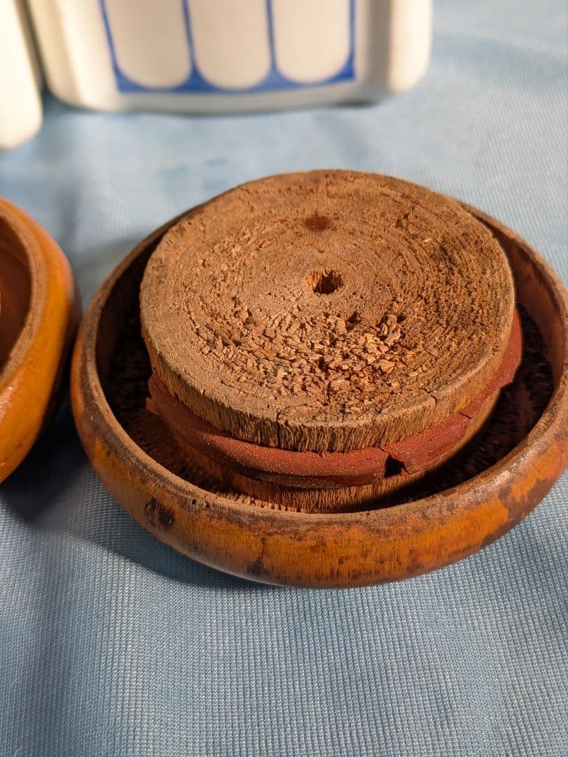 ヨーロッパ アンティーク 陶器製 木蓋 キャニスター ２点セット