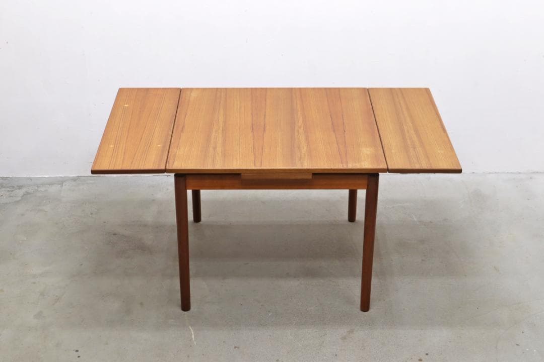 ヴィンテージ チーク材 エクステンション ダイニングテーブル ドローリーフ