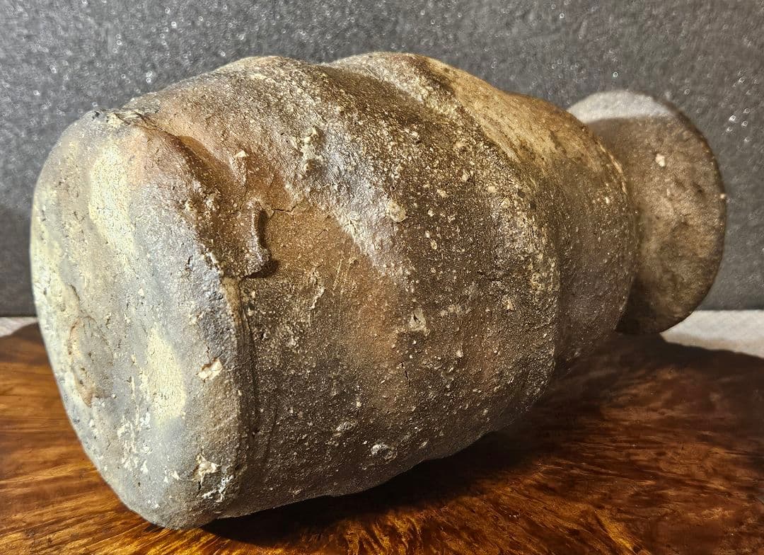 江戸時代　古信楽　檜垣文様　壺　花入れ　花生け　茶道具　茶器　古陶磁器　オブジェ