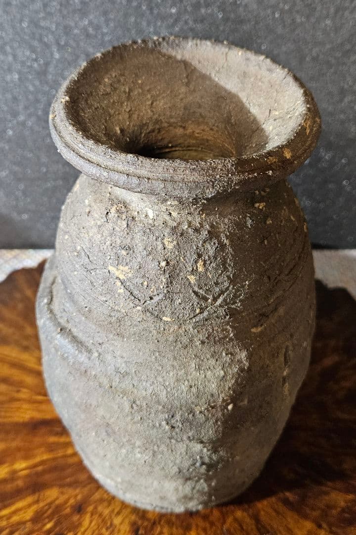 江戸時代　古信楽　檜垣文様　壺　花入れ　花生け　茶道具　茶器　古陶磁器　オブジェ